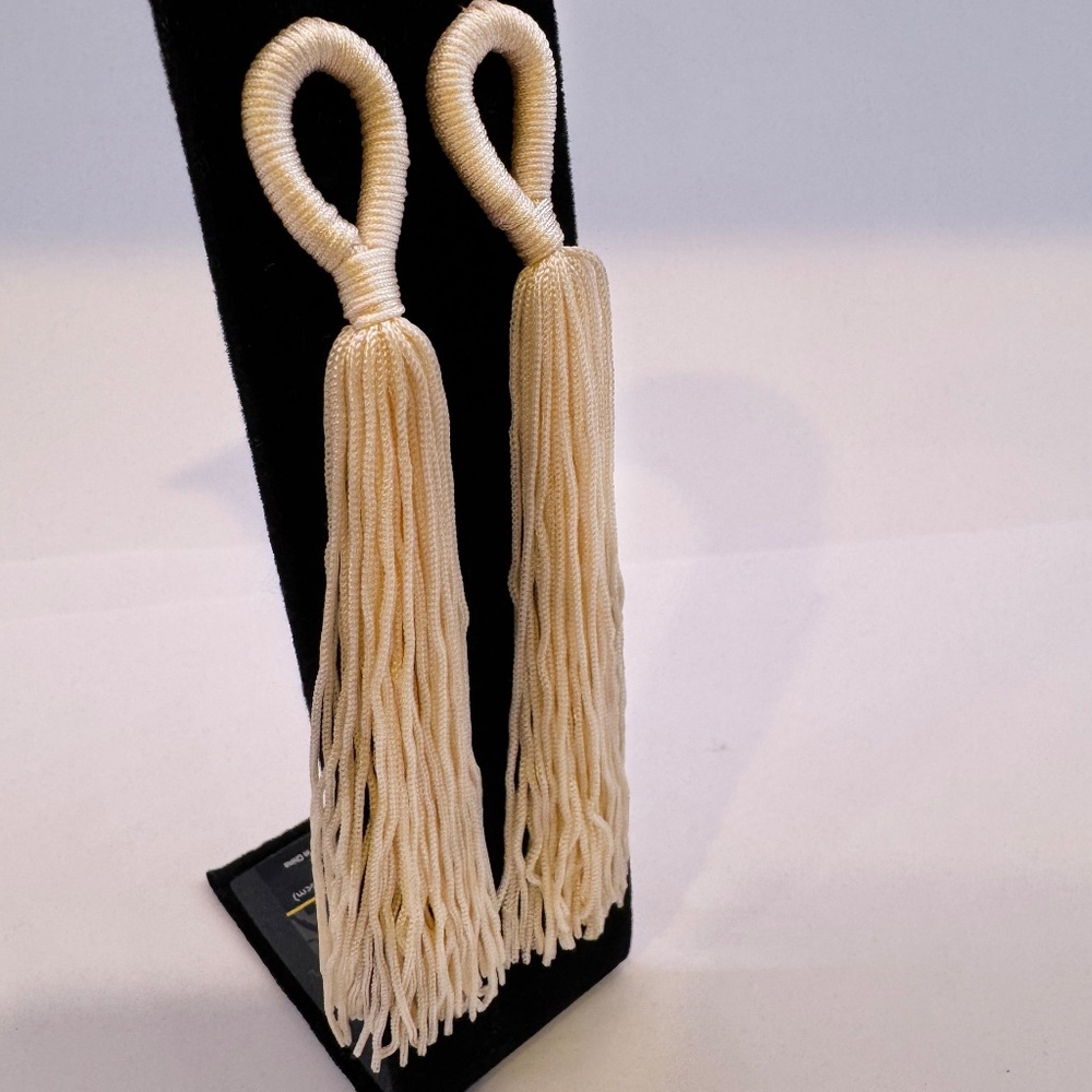 New: Cream Tassel Long Earrings